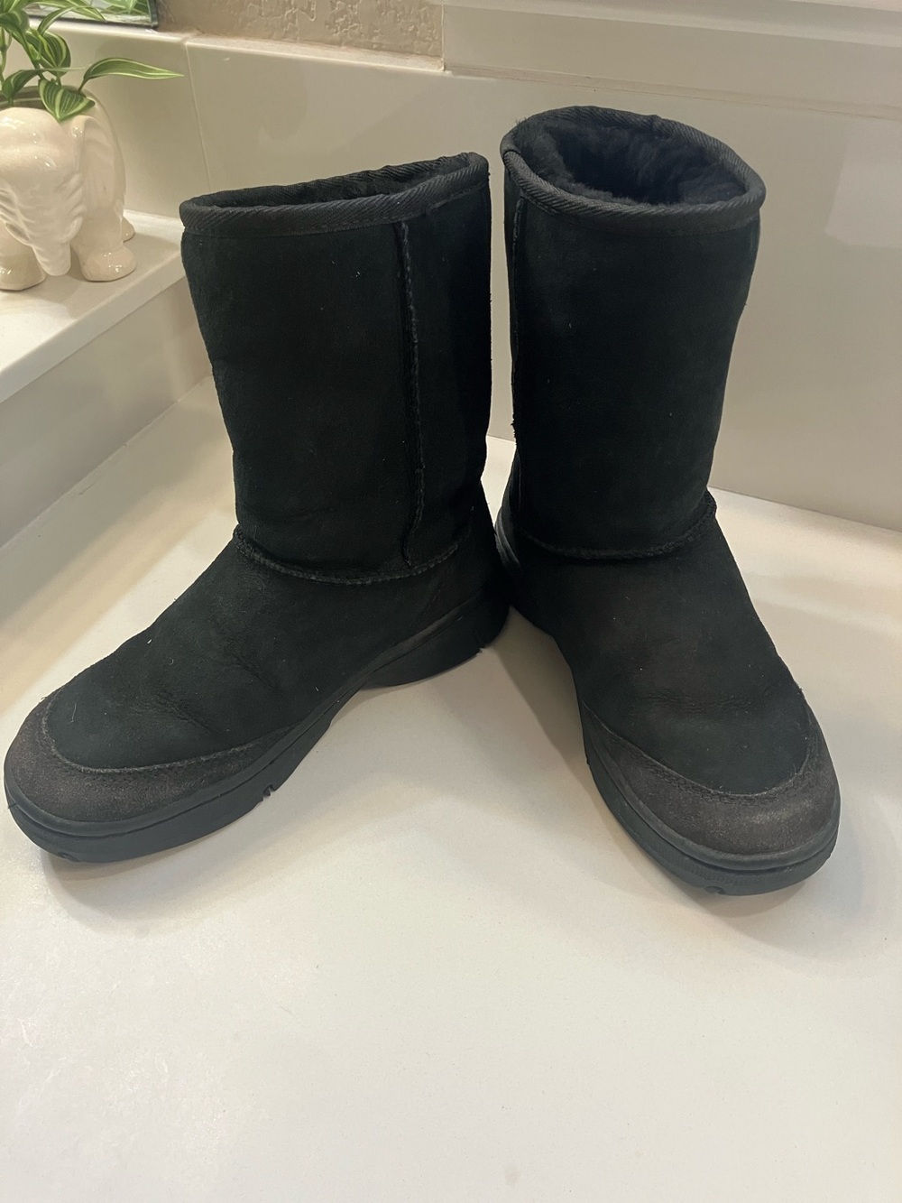 UGG Black Suede Mid-Calf Boots